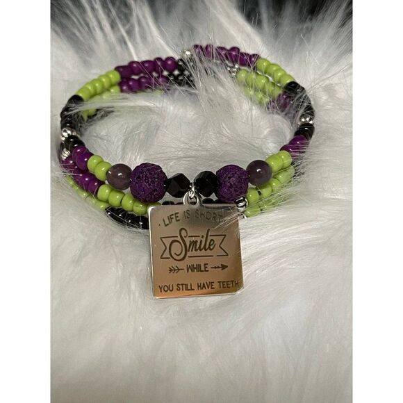 Handmade beaded wrap bracelet/ unisex gift/ beaded bracelet/ wrap bracelet/ memo - Picture 1 of 1